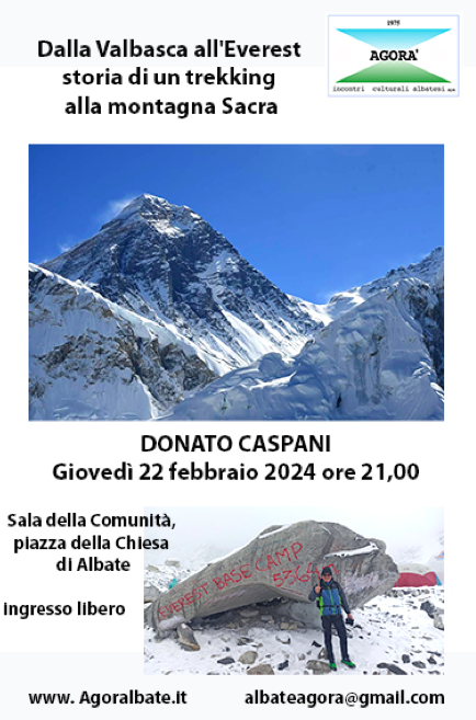 DALLA VALBASCA ALL’EVEREST – GIOVEDì 22 FEBBRAIO 2024 ORE 21:00