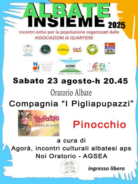 Pinocchio – Spettacolo di burattini – Sabato 23 agosto 2025 ore 20:45